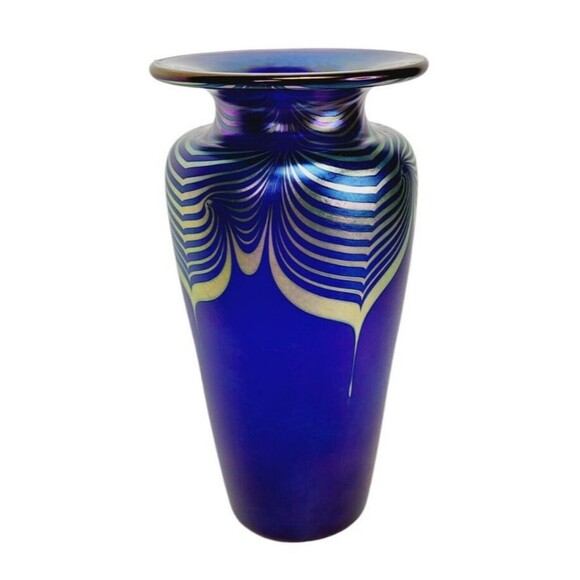 VTG Steven Correia Pulled Feather Iridescent Vase Artist Proof Signed Dated 10" - Picture 7 of 16